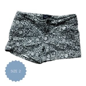 American Eagle Outfitters Black and White Floral Jean Shorts
